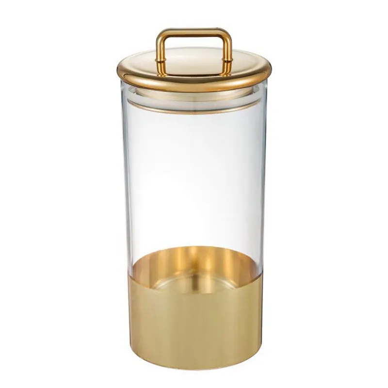 1100ml Storage Container With Stand lid & Gold Ring