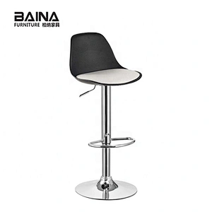 Bedroom cushion leather PP plastic chrome silver bar stool