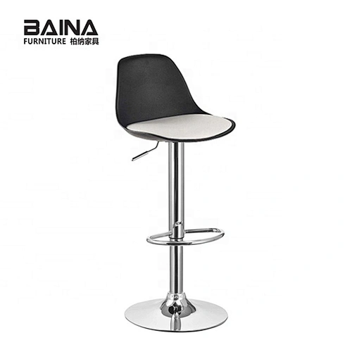 Bedroom cushion leather PP plastic chrome silver bar stool