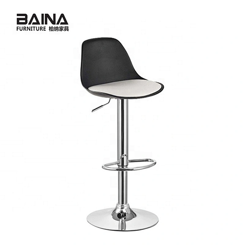 Bedroom cushion leather PP plastic chrome silver bar stool