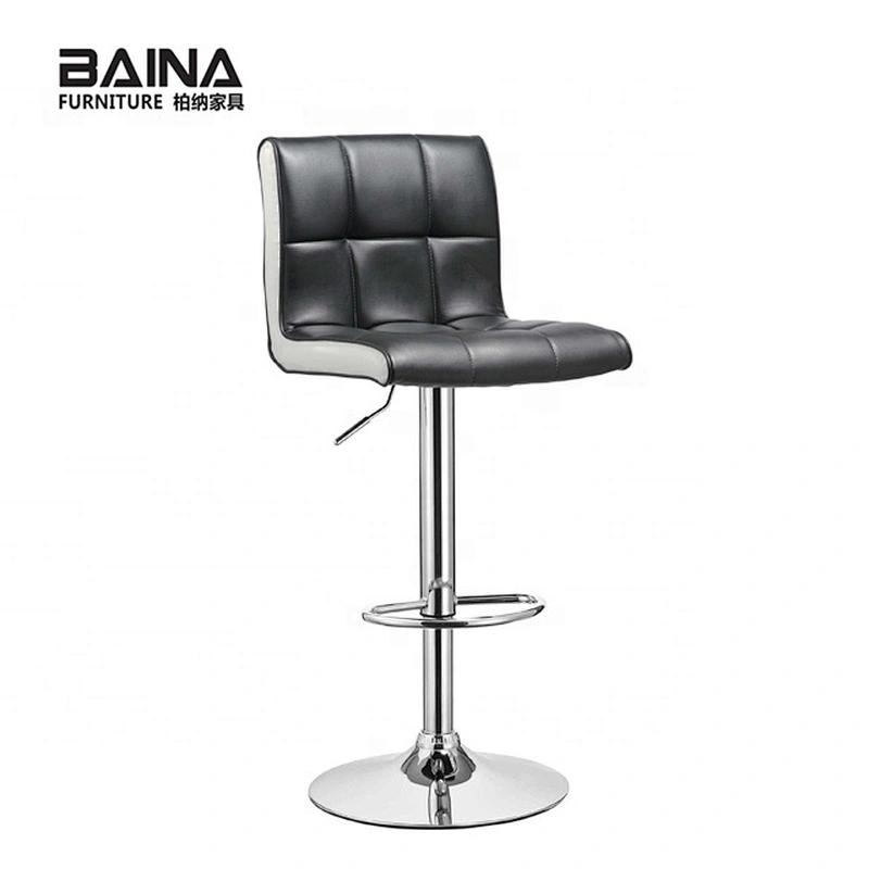 Kitchen chrome steel swivel leather bar chair stool