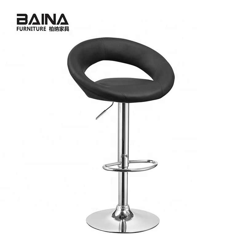Modern kitchen PU faux leather bar chair metal high stool dining chair