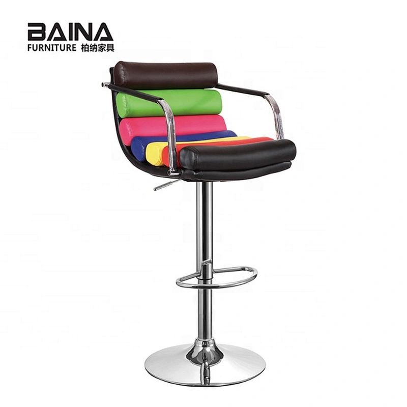 Leather swivel rainbow colorful bar stools chair