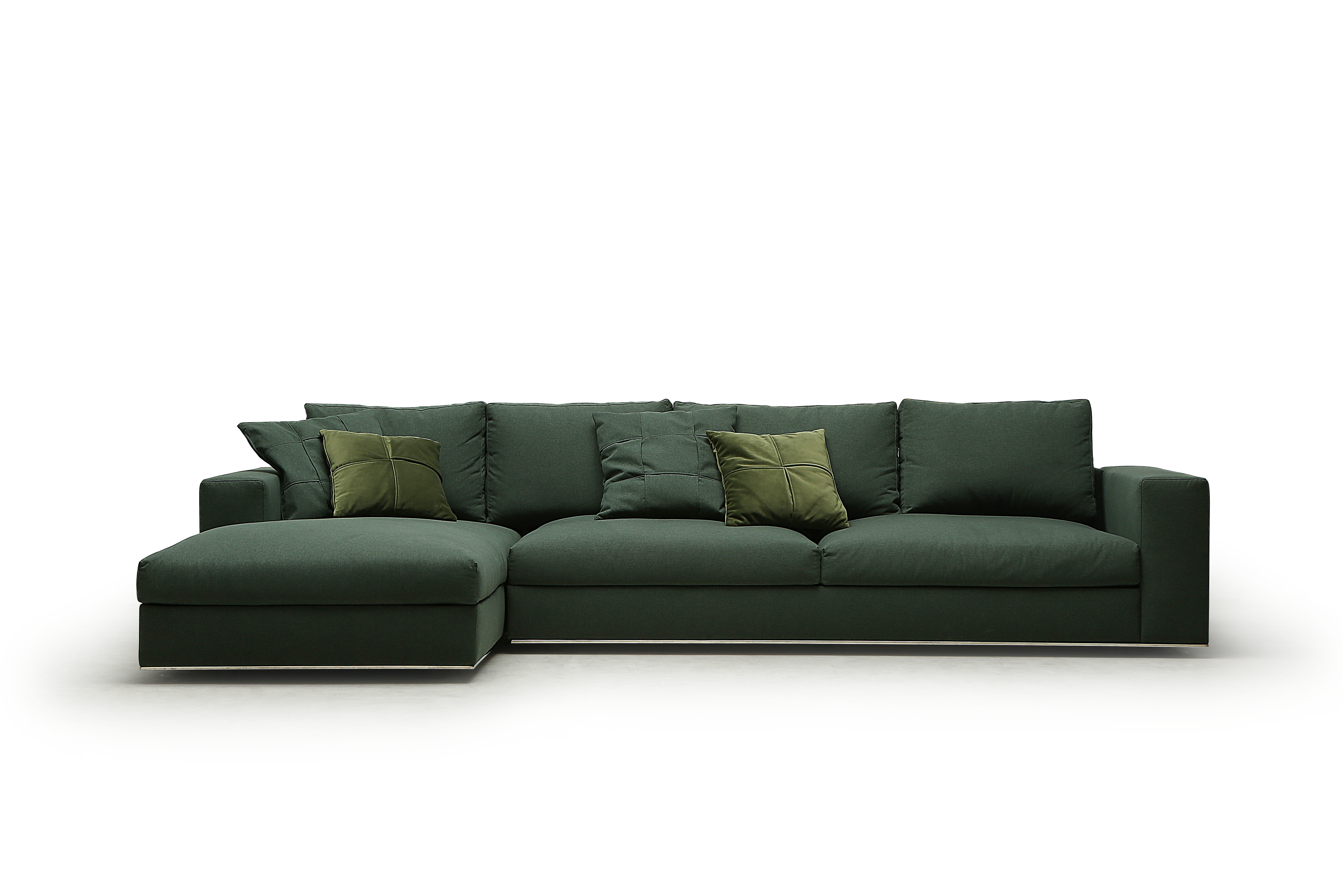 fabric l shaped sofa green color