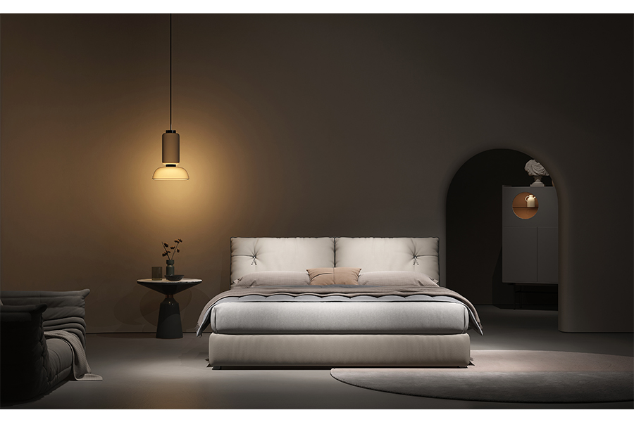 Fontana Bed HM0424-2261 Italian simple bedroom upholstered double bed