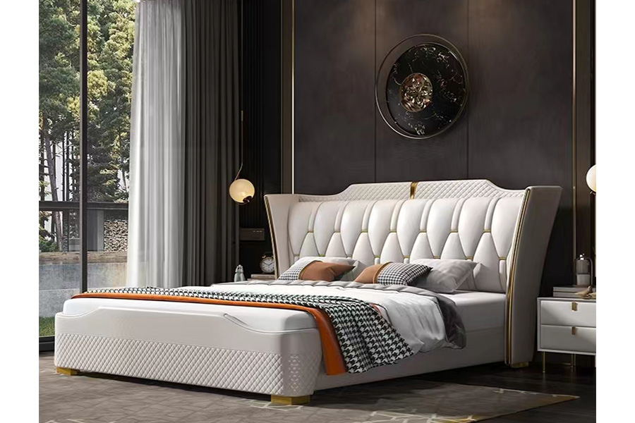 Fontana Bed HM0424-2262Italian light luxury master bedroom double bed modern hotel apartment upholstered bed
