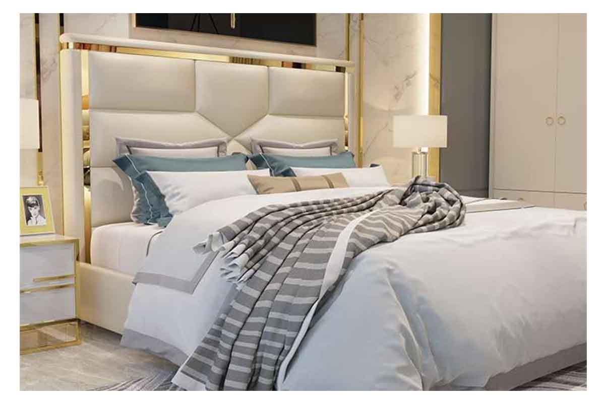 Fontana Bed HM424-090 the bed factory fabric leather bed for hotel