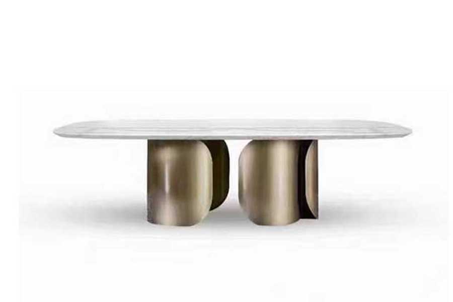 Padova Dining table HM322-818 Iron Copper drawing sintered stone table
