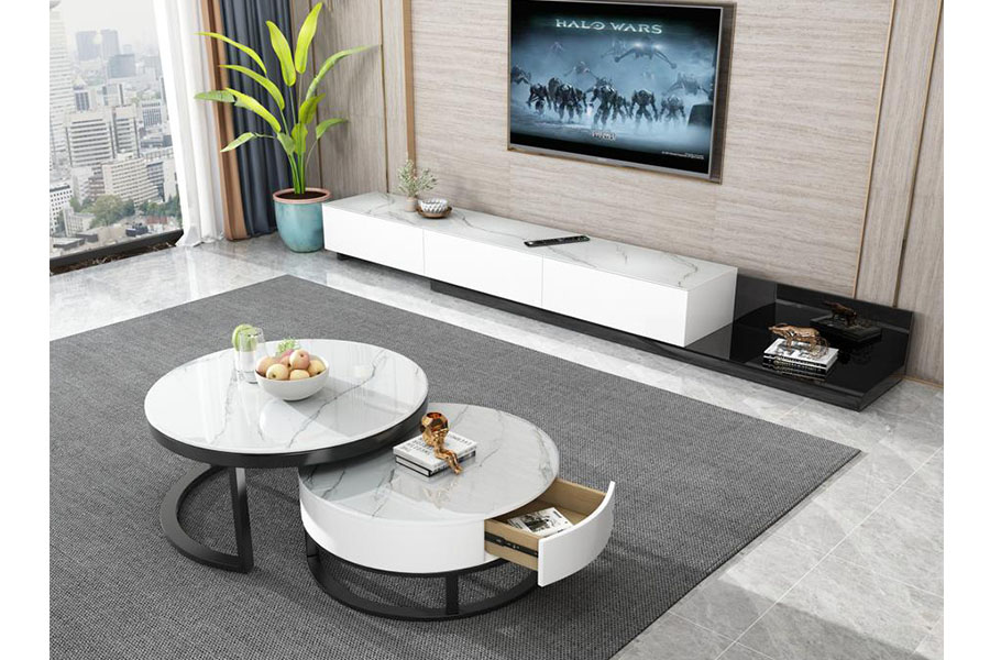 Origin Round coffee table, retractable TV cabinet HM0291-111