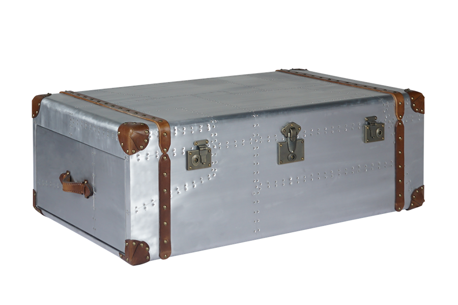 Vintage furniture aluminum storage trunk coffee table