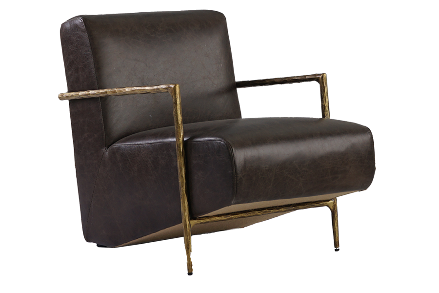 Sassanid Design British style Home Furniture Hand forged Brass leg leather chair Luxury Living Room China Factory Customization