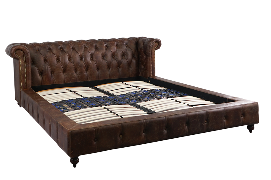 Luxury Furniture Bedroom Hotel Genuine Leather Double King Size Bed
