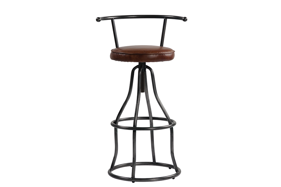 Vintage Design Leather Industrial Furniture Metal Leg High Bar Stool Chair for Bar Home Coffee Shop