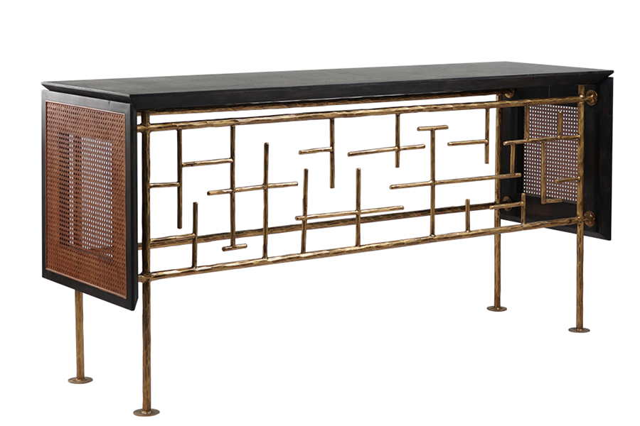 Unique Wood Hand forged Metal Frame Office Restaurant and Hotel Front Reception Desk
