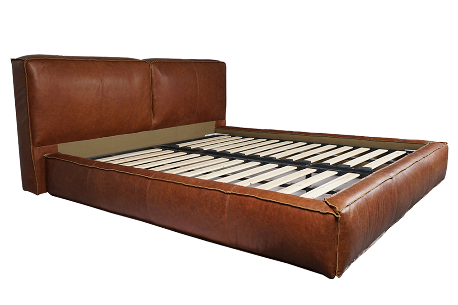 retro UK bedroom loft bed luxury vintage leather bed headboard &frames double master room king platform bed bedroom furniture