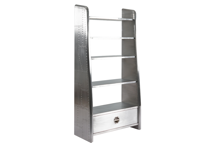 Slivery Aluminium Used Library Bookcases Double Sided Book Shelf