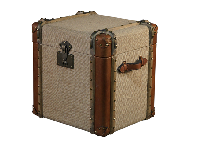 Small vintage leather storage drawer trunk