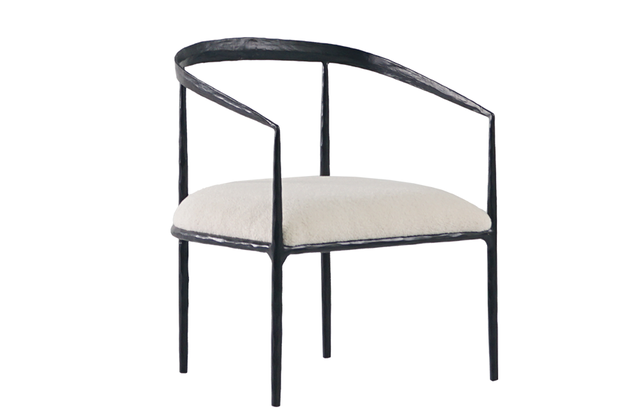 Teemliving Hand-forged brass metal frame wool chair leisure furniture for dining room