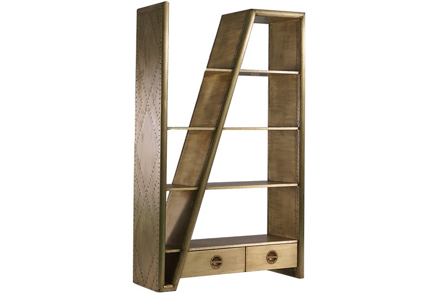 vintage Industrial metal antique bookcases for sale brushed brasschrome bookshelf home decor new aviator style bookshelf