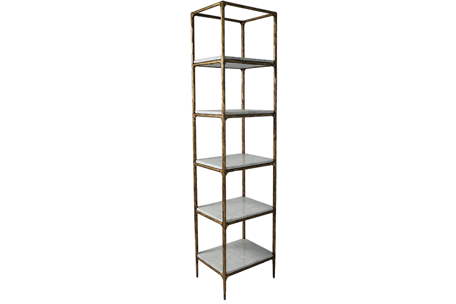 Classic 4 tier large storage space gold metal books artwork curio glass display cabinet