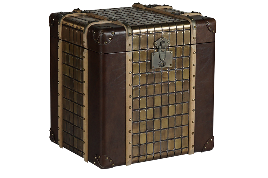 Factory supply luxury antique furniture aluminum leather storage trunk box