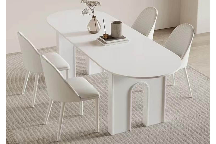Giotto Dining table HM0572-A47 solid wood baking paint cream color dining table