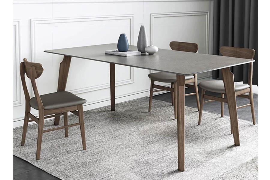 Dining table oak wood leg frame / sintered stone top board