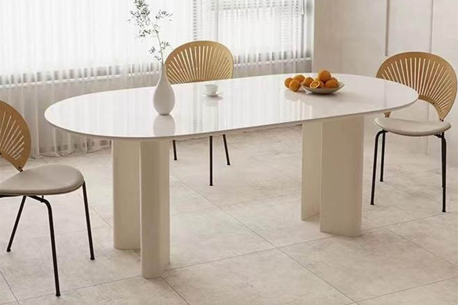 Giotto Dining table HM0572-A44 solid wood baking paint wabi-sabi style