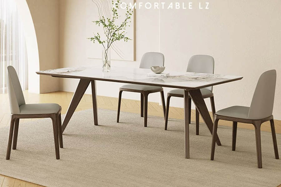 Dining table oak wood leg frame/sintered stone top board