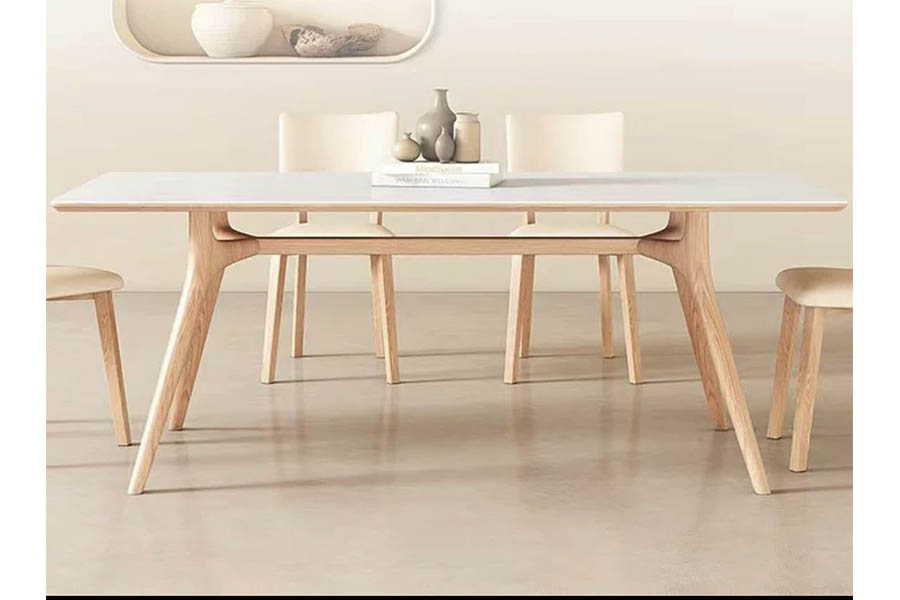 Dining table oak wood leg frame/sintered stone top board