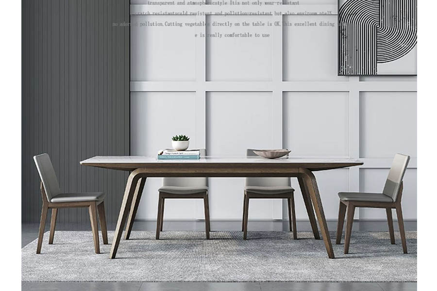 Dining table oak wood leg frame / sintered stone top board