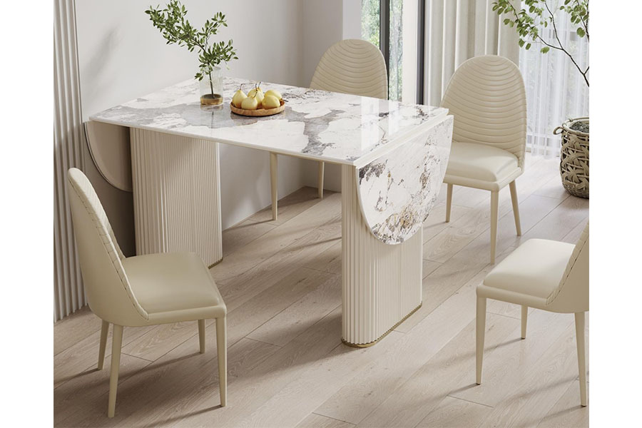 Giotto Dining table HM0572-A48 solid wood baking paint Double sided folding function dining table