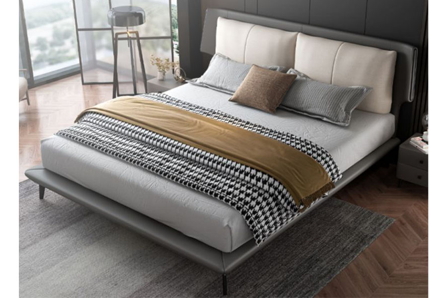Solid Wood Frame Comfortable Simple Modern Bed