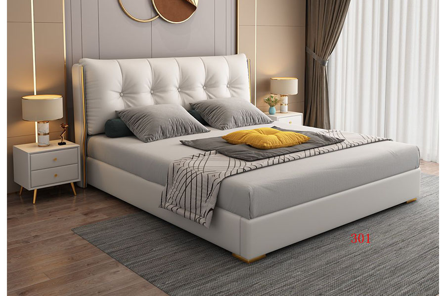 VINCENT upholstered bed HM0645-0301 Italian light luxury modern master bedroom soft bag bed