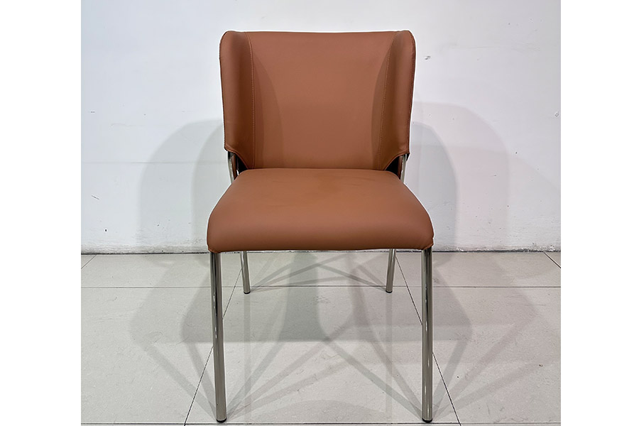Frans Dining chair HM0691-D-305 Modern simple light luxury dining chair simulation leather stainless steel feet home backrest dining chair small household leisure chair