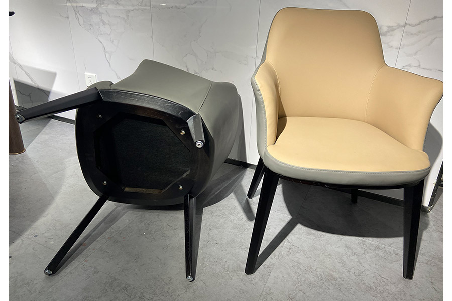 Frans Dining chair HM0652-Y263 Nordic solid wood leather chair home modern simple cafe lounge chair back hotel reception chair