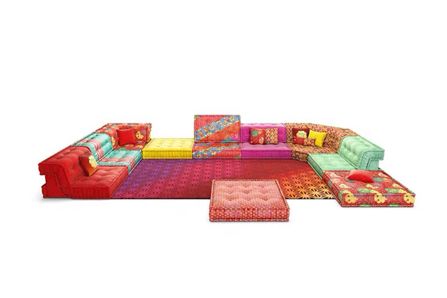 Mahjong sofa  bobois noon style free combination can be stacked sofa color cloth square module sofa