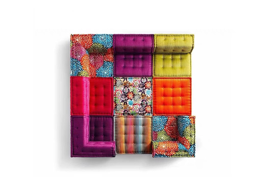 Mahjong sofa Free combination module sofa Roche Bobois style designer multicolored fabric sofa