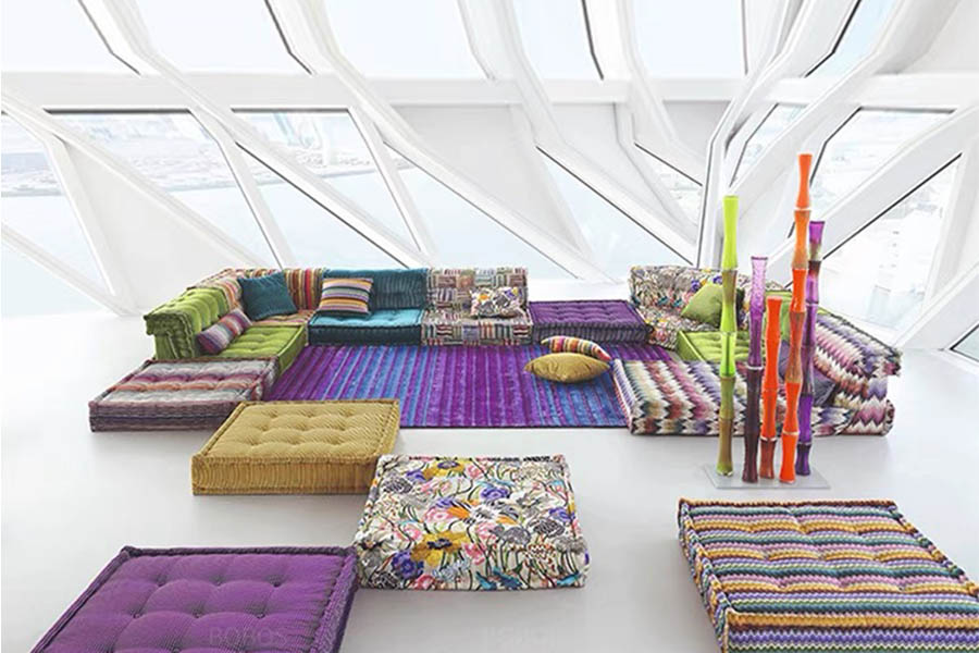 Simple living room color fabric module mahjong sofa roche bobois style fabric sofa modern combination sofa bed