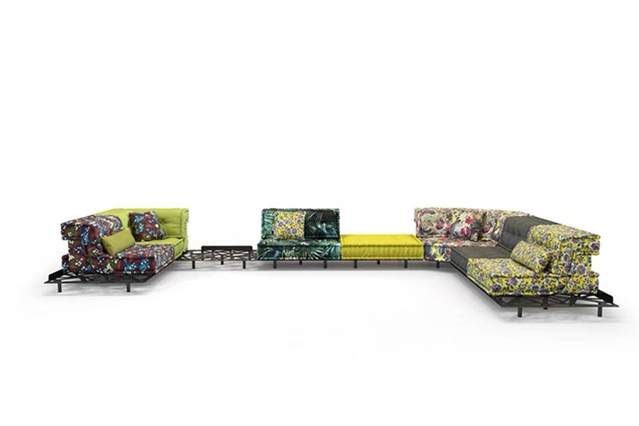 Modern living room color module mahjong sofa Roche Bobois style fabric sofa  can be stacked combination sofa bed