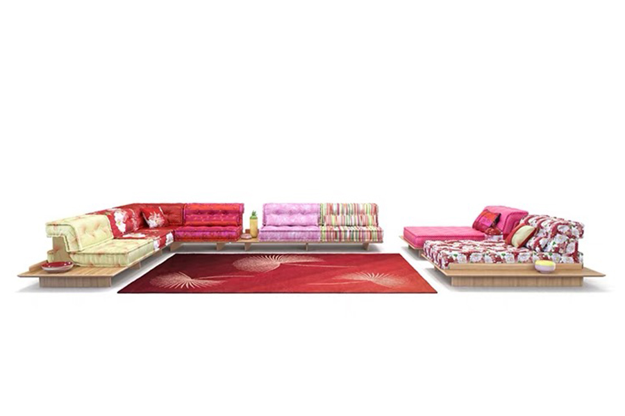 Free combination module sofa Roche Bobois style Mahjong sofa designer multicolored fabric sofa