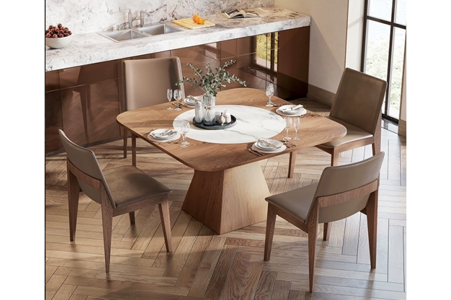 Dining table Vintage solid wood dining table Square dining table sintered stone dining table