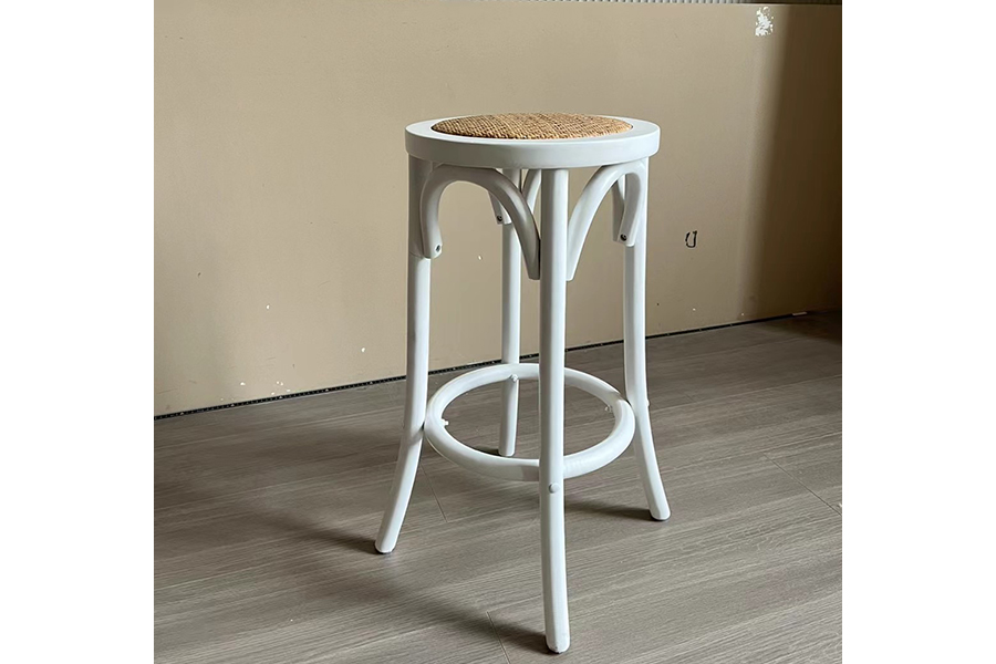 American country rattan top solid wood bar chair vintage bar stool