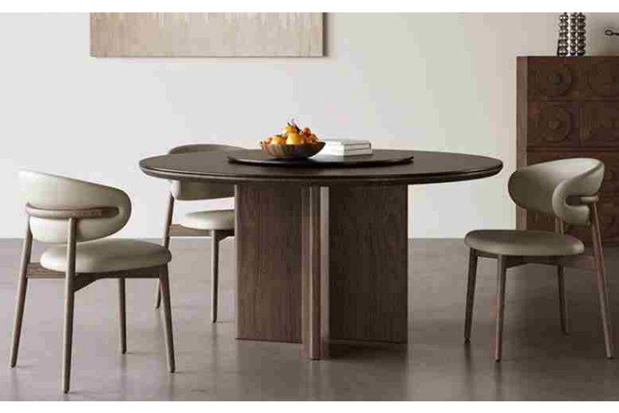 Round dining table Vintage solid wood dining table sintered stone dining table
