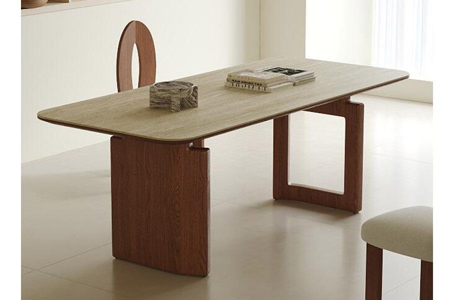 Vintage solid wood dining table Rectangular dining table minimalist style