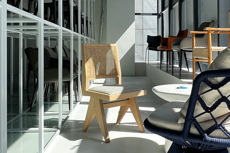 Nordic style solid wood dining chair vintage style rattan book chair designer chair