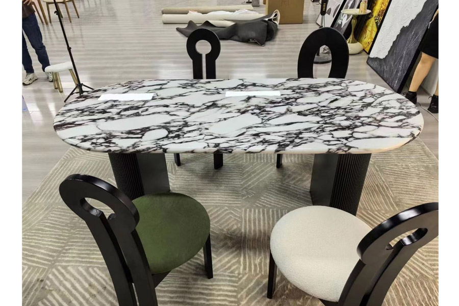 Marble dining table sintered stone dining table medieval style  minimalist sophistication small-sized apartment dining table