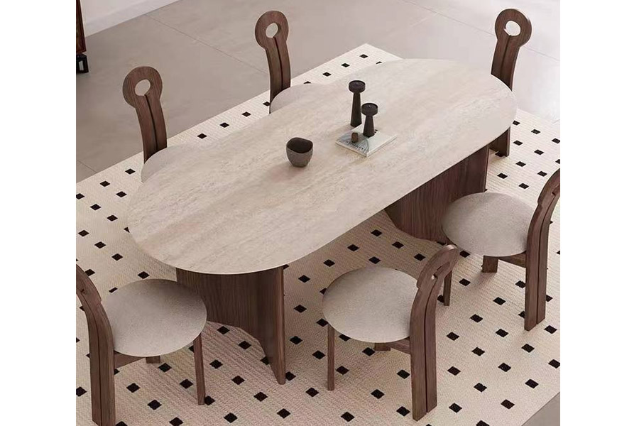 Vintage solid wood dining table New Italian minimalist style Oval dining table-medieval style