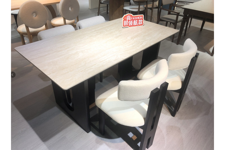 Medieval style -minimalist style sintered stone dining table vintage solid wood dining table
