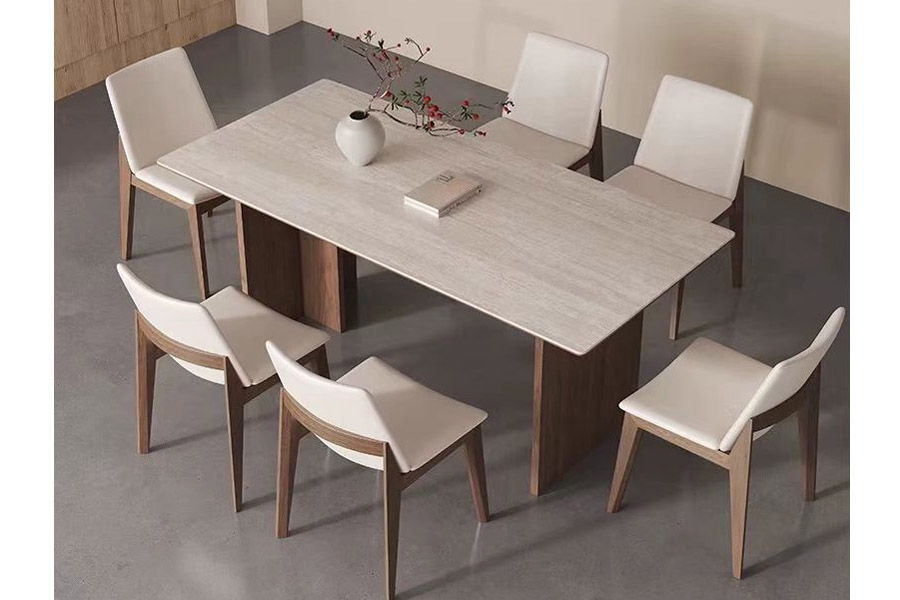 Vintage solid wood dining table Contrasting color design Rectangular dining table